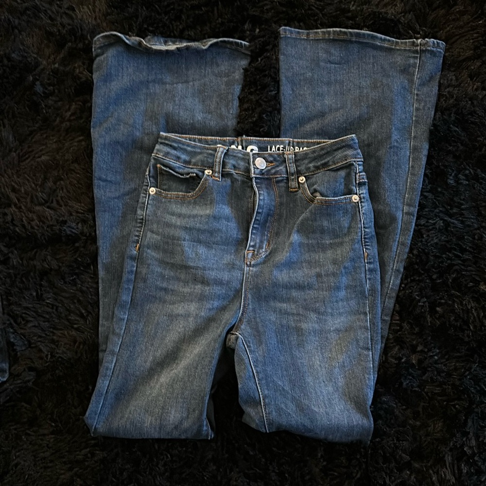 Lace Up Flare Jeans